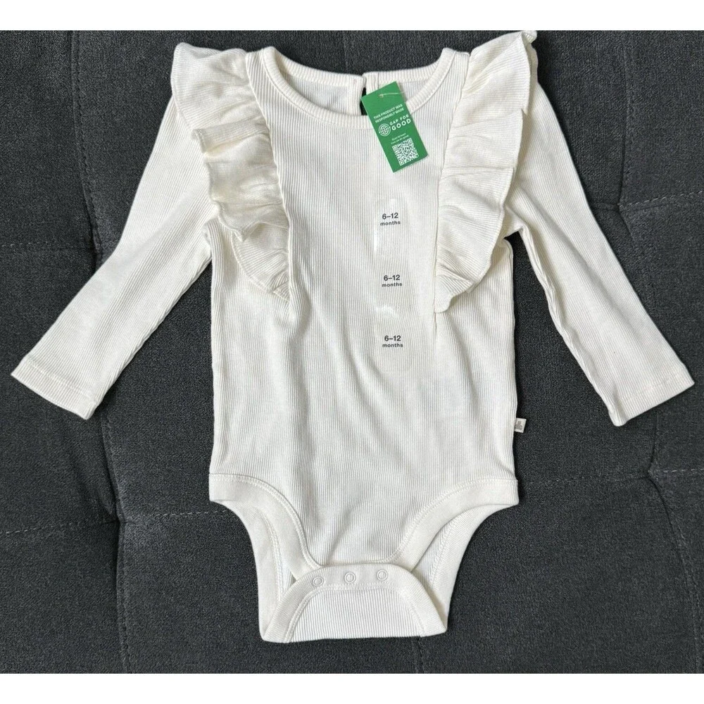 BabyGap Ivory 6/12M Ruffle 100% Cotton Bodysuit~NWT's